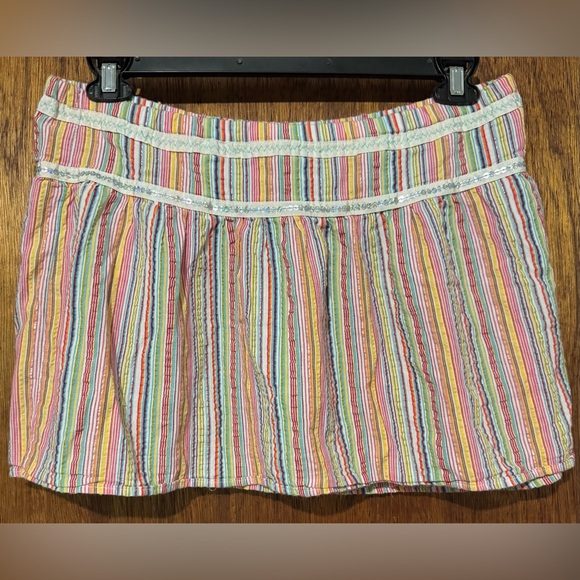 Old Navy Multicolor Mini Skirt w/ Rainbow Candy Stripes & Sequins Size S VTG Y2K - Picture 1 of 5